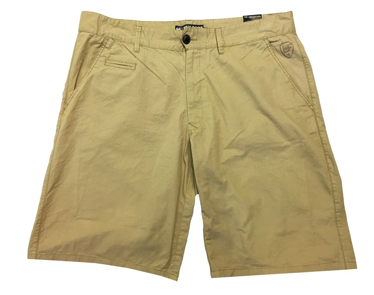 Seven Series Pure Cotton Twill Smart Casual Shorts in Khaki, Dark Navy,