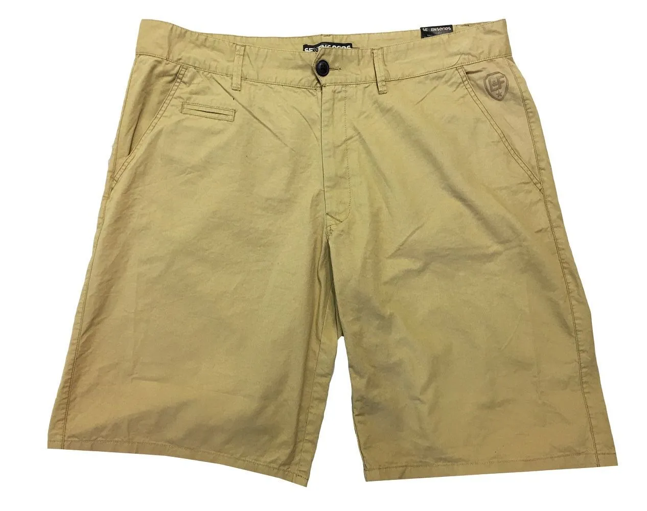 Seven Series Pure Cotton Twill Smart Casual Shorts in Khaki, Dark Navy,