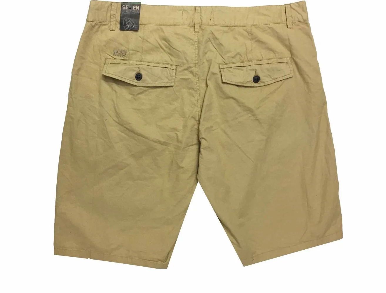 Seven Series Pure Cotton Twill Smart Casual Shorts in Khaki, Dark Navy,