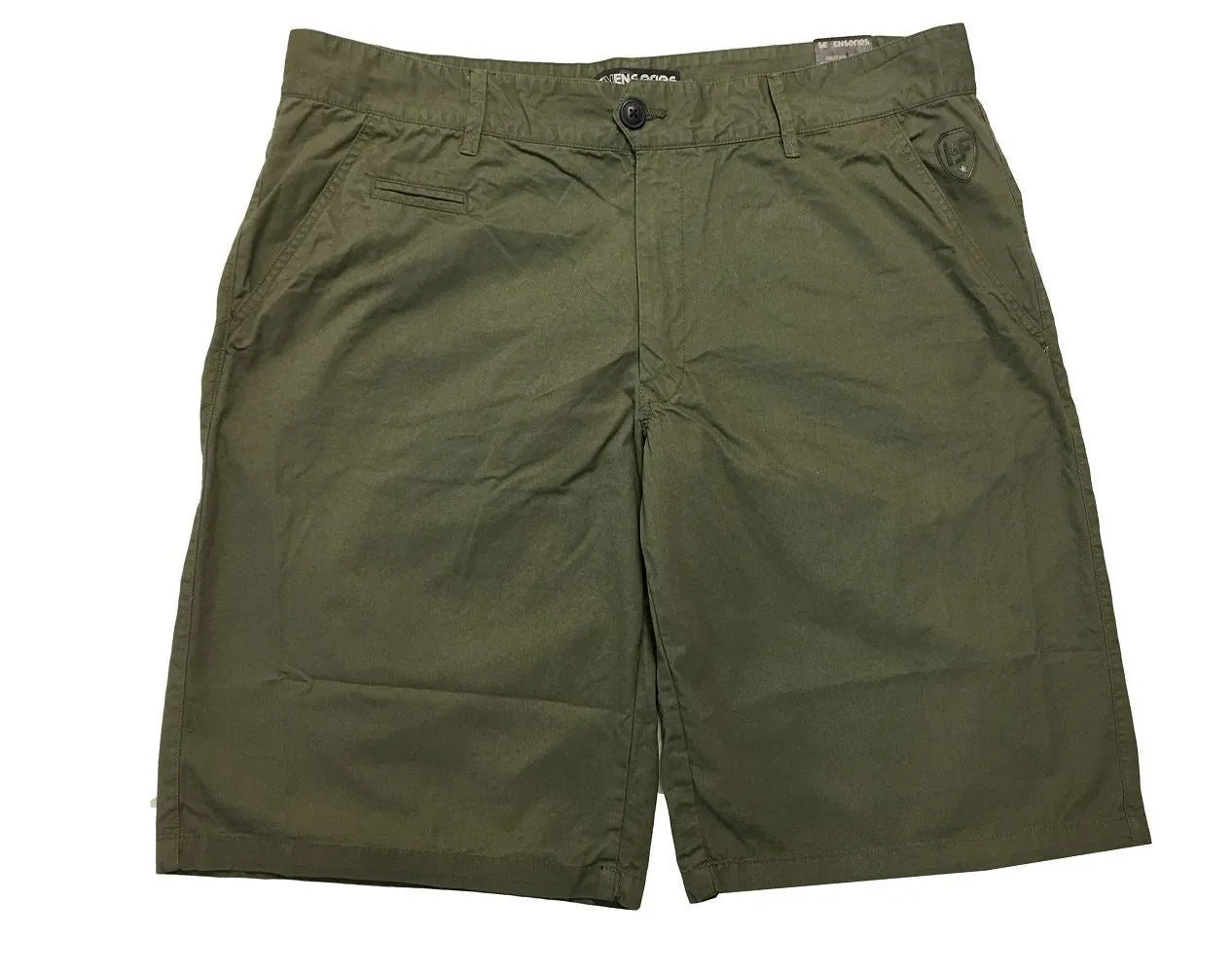 Seven Series Pure Cotton Twill Smart Casual Shorts in Khaki, Dark Navy,