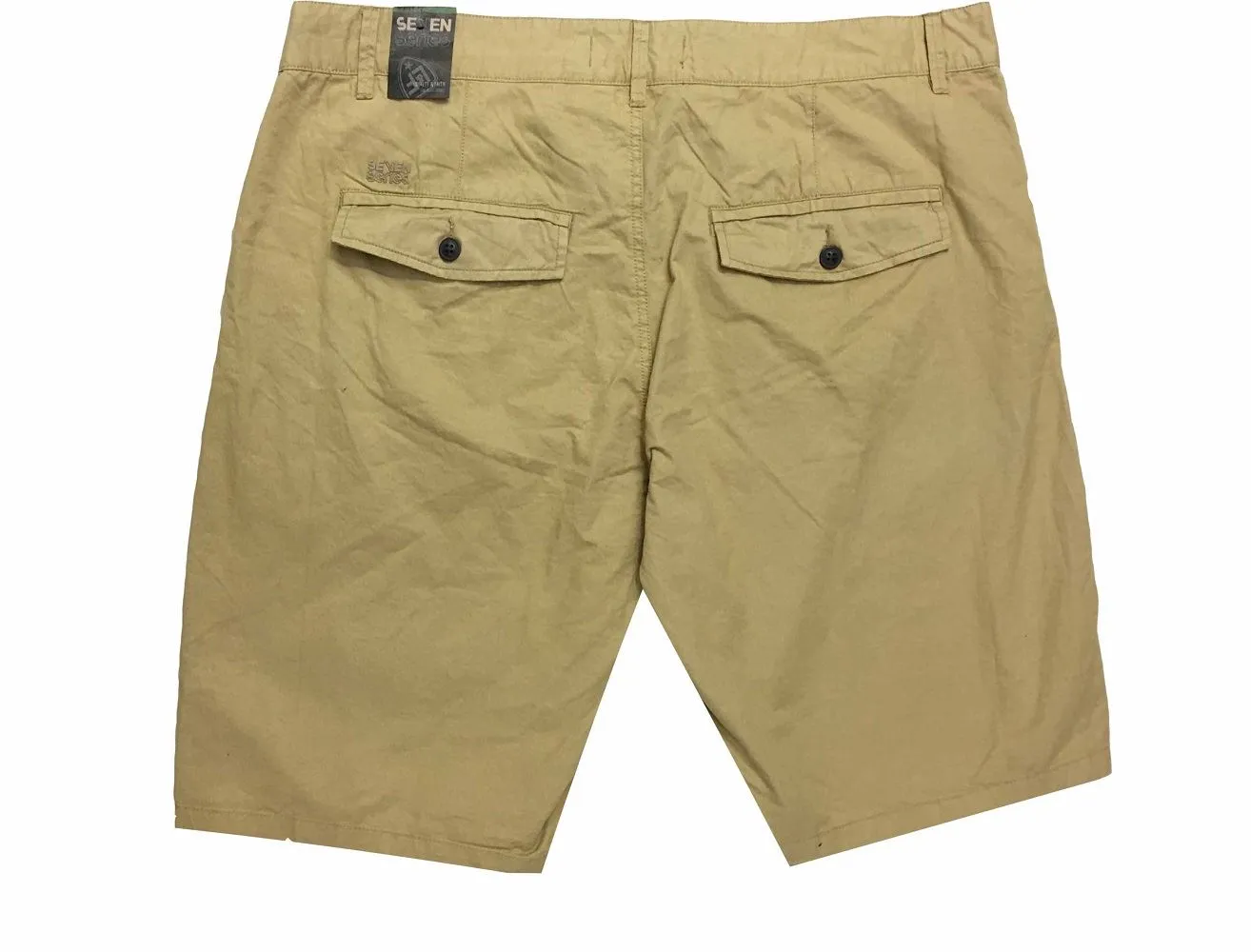 Seven Series Pure Cotton Twill Smart Casual Shorts in Khaki, Dark Navy,