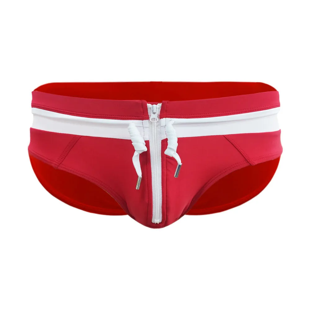 Sexy Open Front Zipper Style Mens Swimsuit  Brief