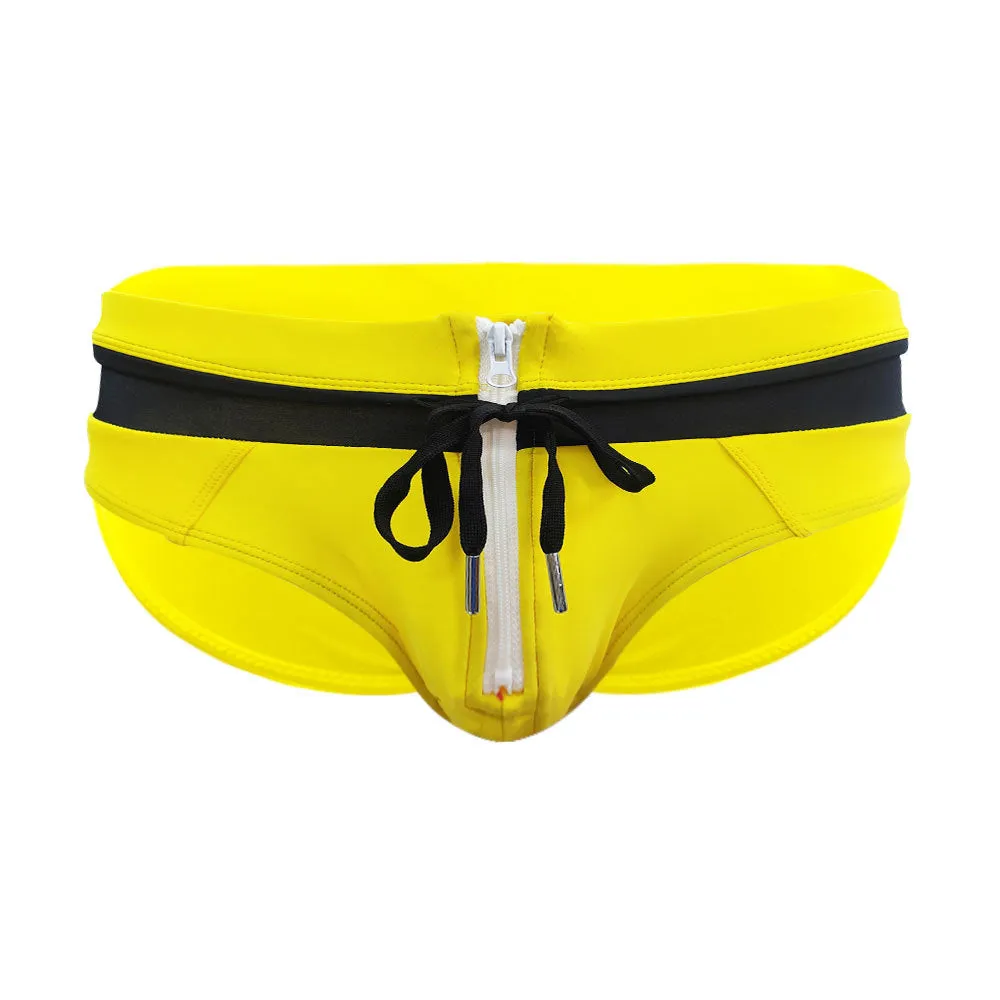 Sexy Open Front Zipper Style Mens Swimsuit  Brief