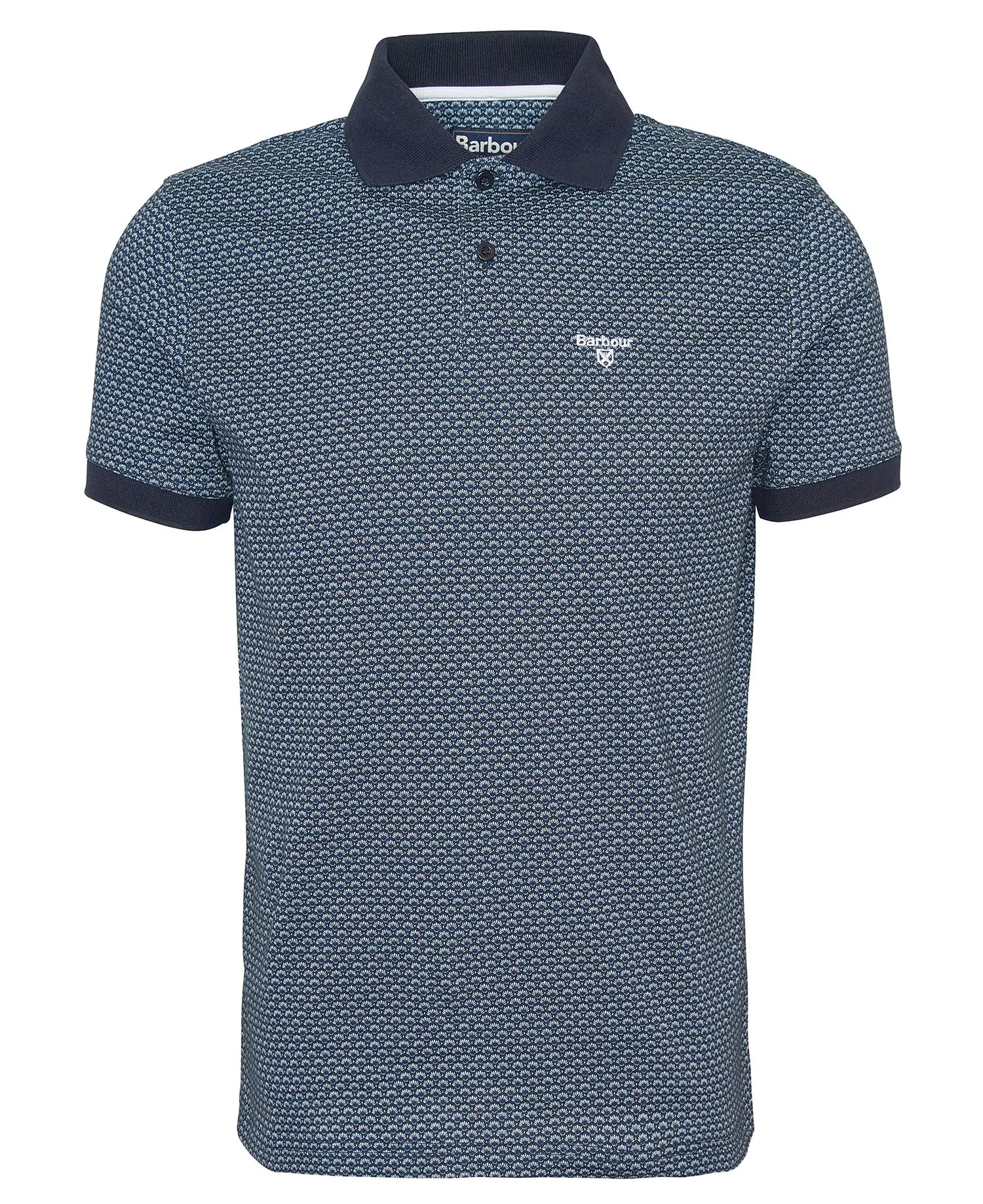 Shell Print Polo in Classic Navy