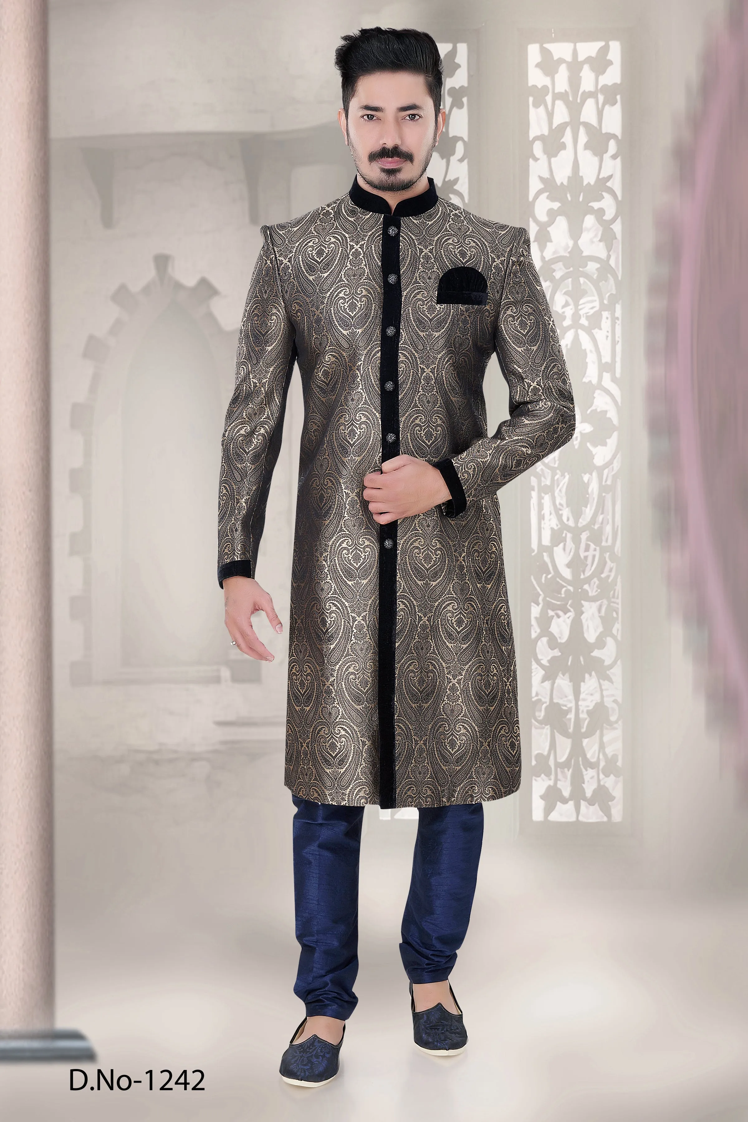 Sherwani (Custom Tailored) - (D.No.-1242)