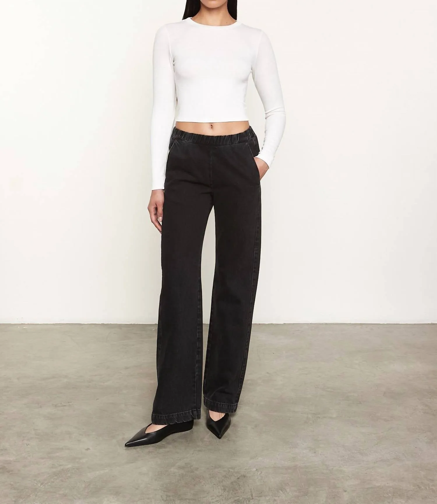 Silk Knit Long Sleeve Tuck Top In Chalk