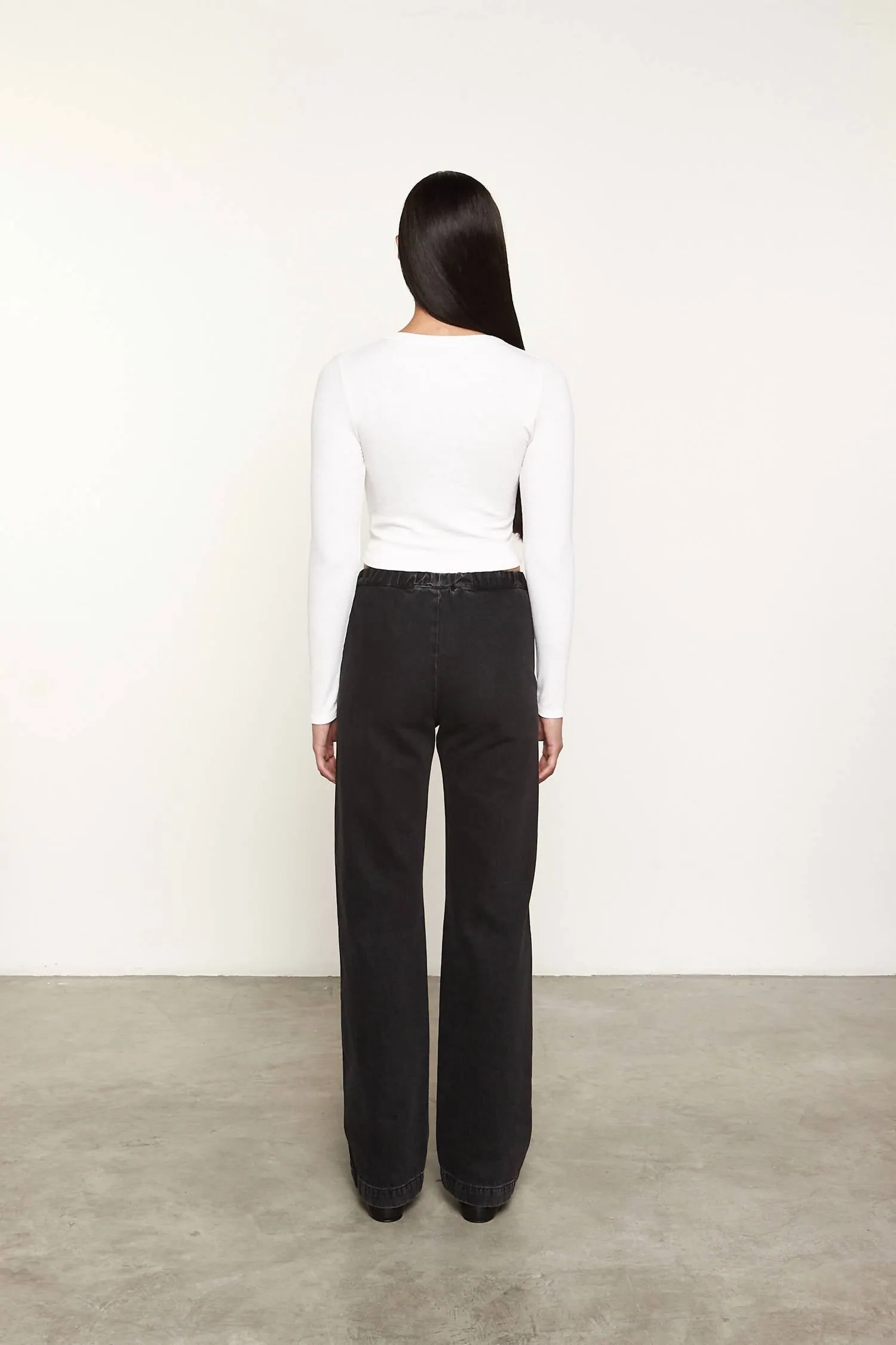 Silk Knit Long Sleeve Tuck Top In Chalk