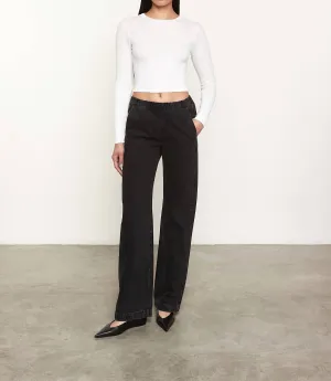 Silk Knit Long Sleeve Tuck Top In Chalk