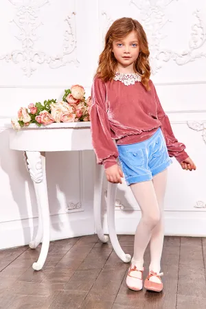 Silk velvet baby blue shorts