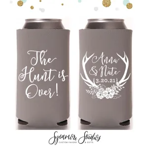 Slim 12oz Wedding Can Cooler #71S - The Hunt is Over