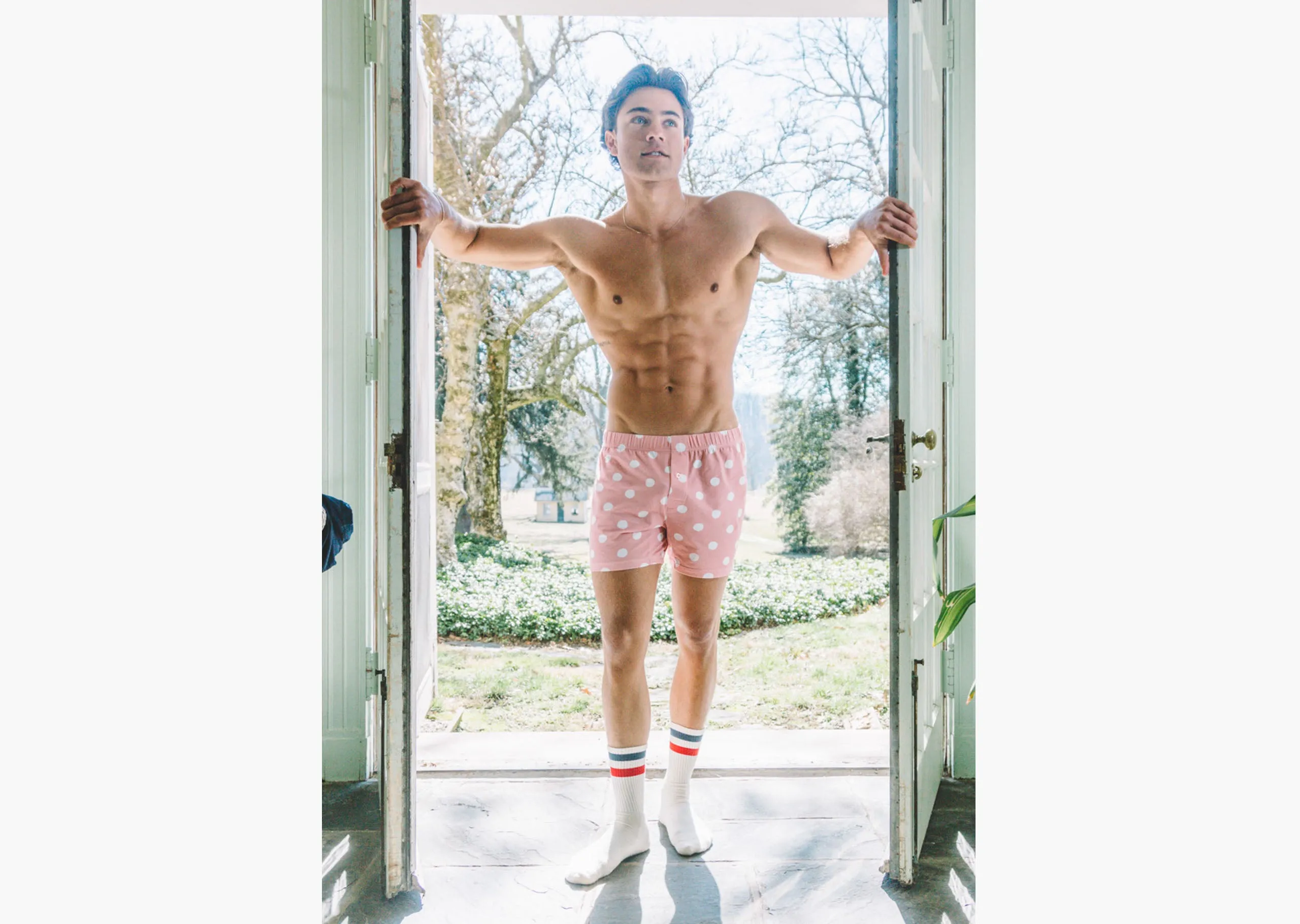 Slim Fit Boxer ~ Pink Hand-drawn Dots