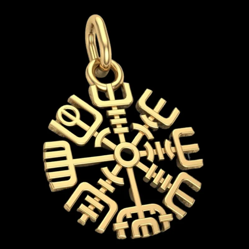 Slim Vegvisir Gold Pendant