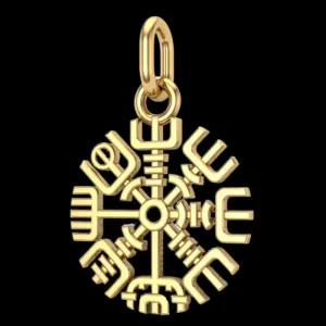 Slim Vegvisir Gold Pendant