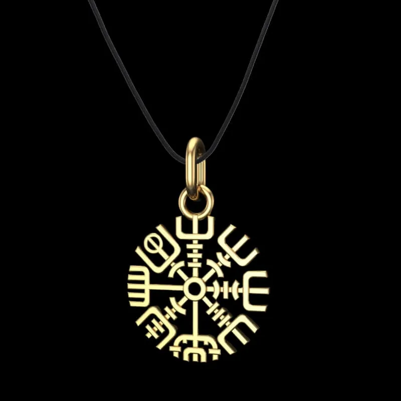 Slim Vegvisir Gold Pendant