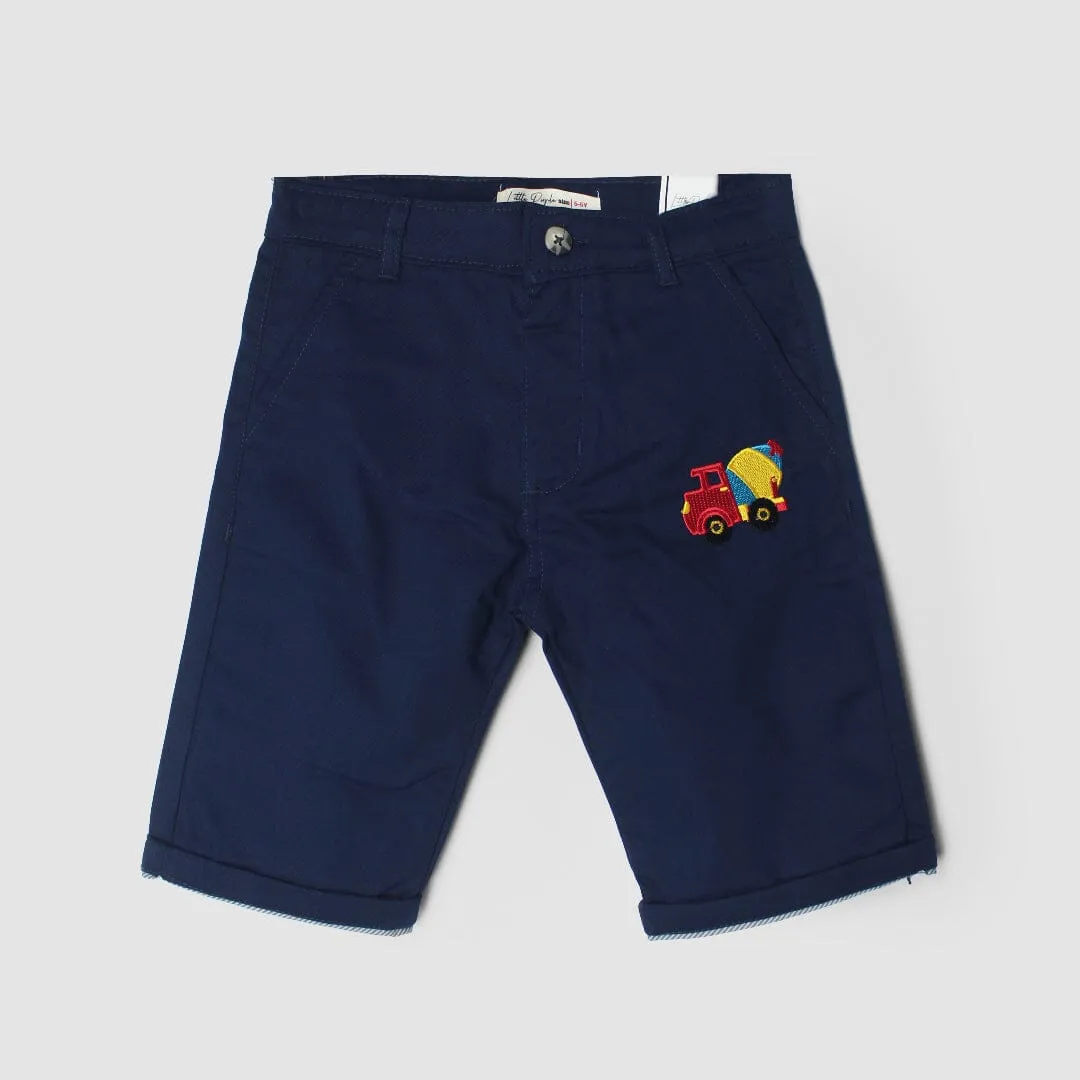 Smart Blue Themed Summer Boys Short