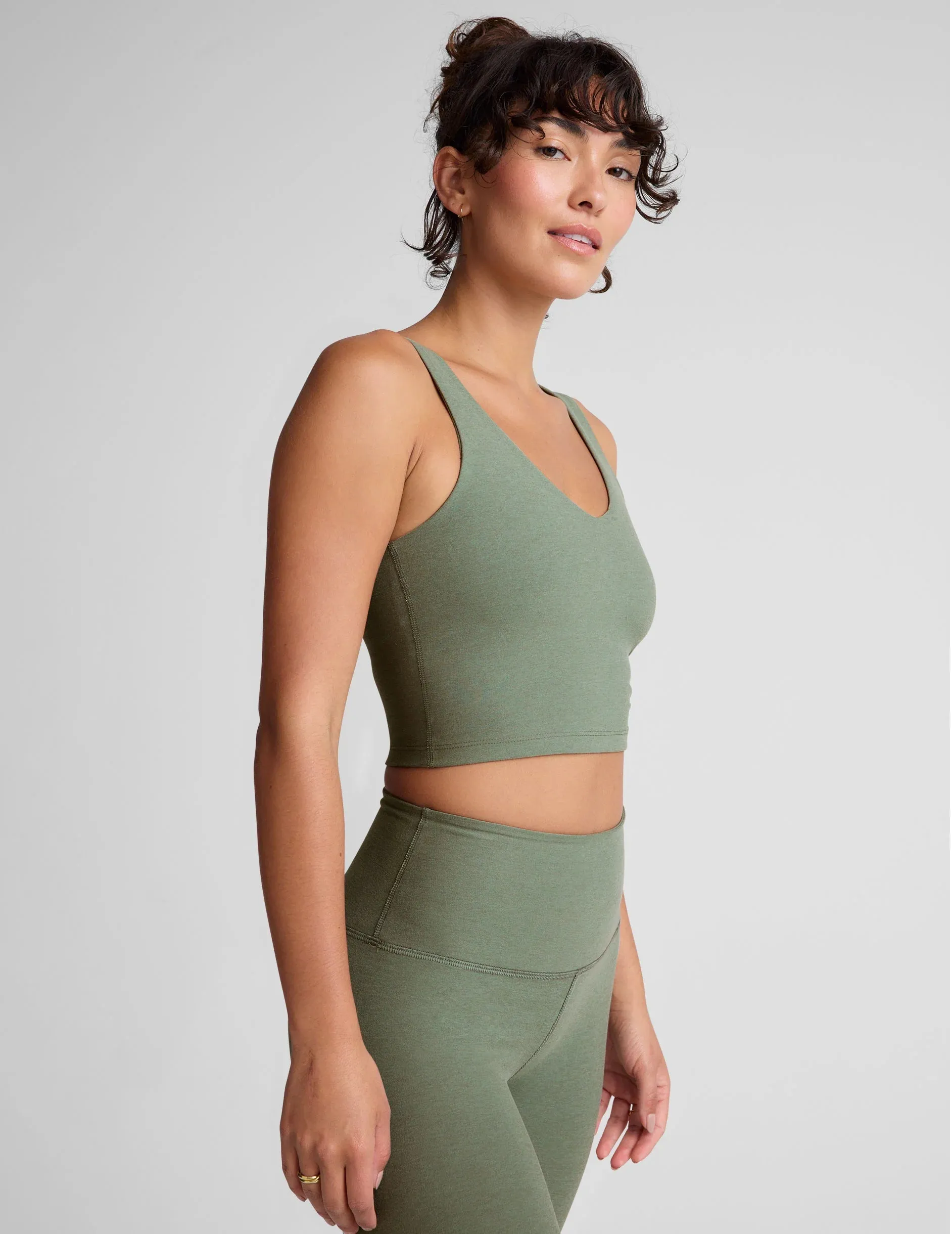 Spacedye Good Day Cropped Tank by Beyond Yoga | Grey Sage Hthr