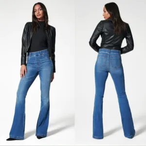 Spanx Jeans Women’s Plus Size 1X Flare Leg Pull on denim 20456R Vintage Indigo