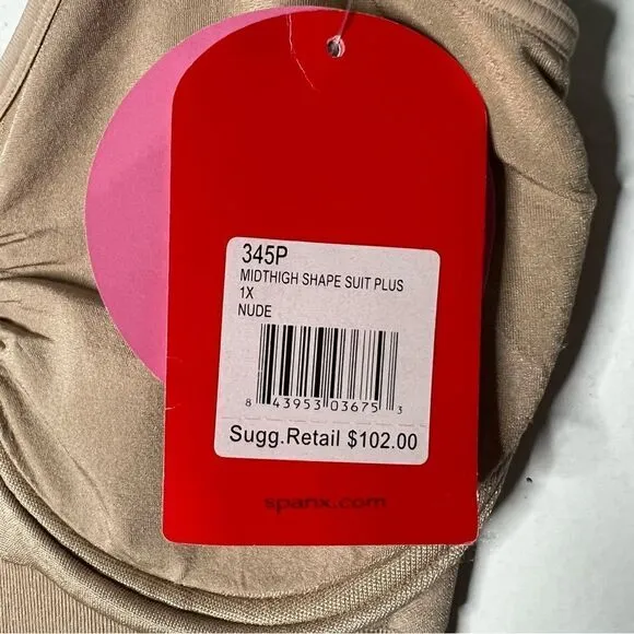 Spanx Slim Cognito Midthigh Shape Suit 1X Nude