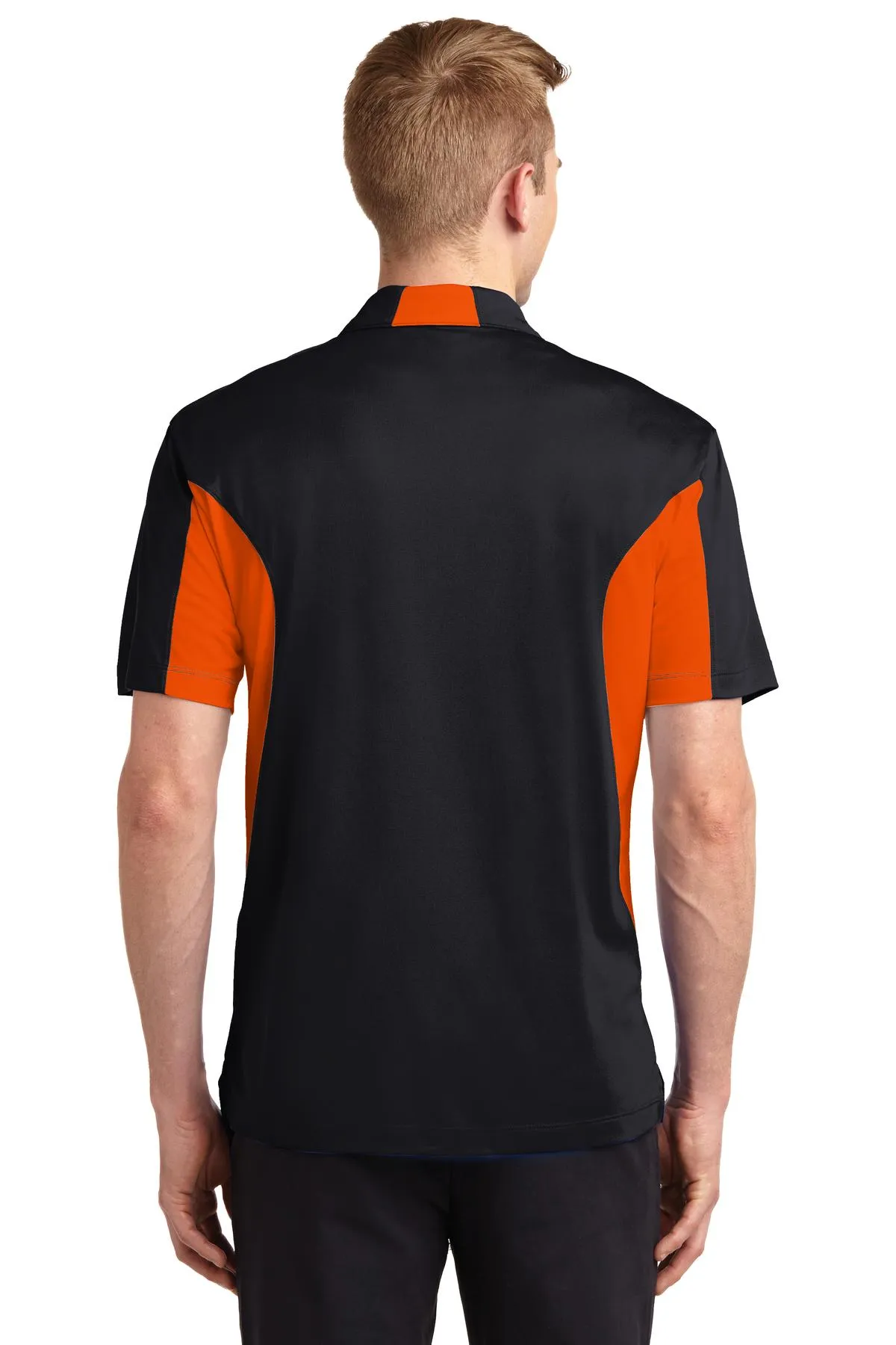 Sport-Tek Side Blocked Micropique Sport-Wick Polo. ST655 Black/ Deep Orange