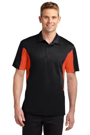 Sport-Tek Side Blocked Micropique Sport-Wick Polo. ST655 Black/ Deep Orange