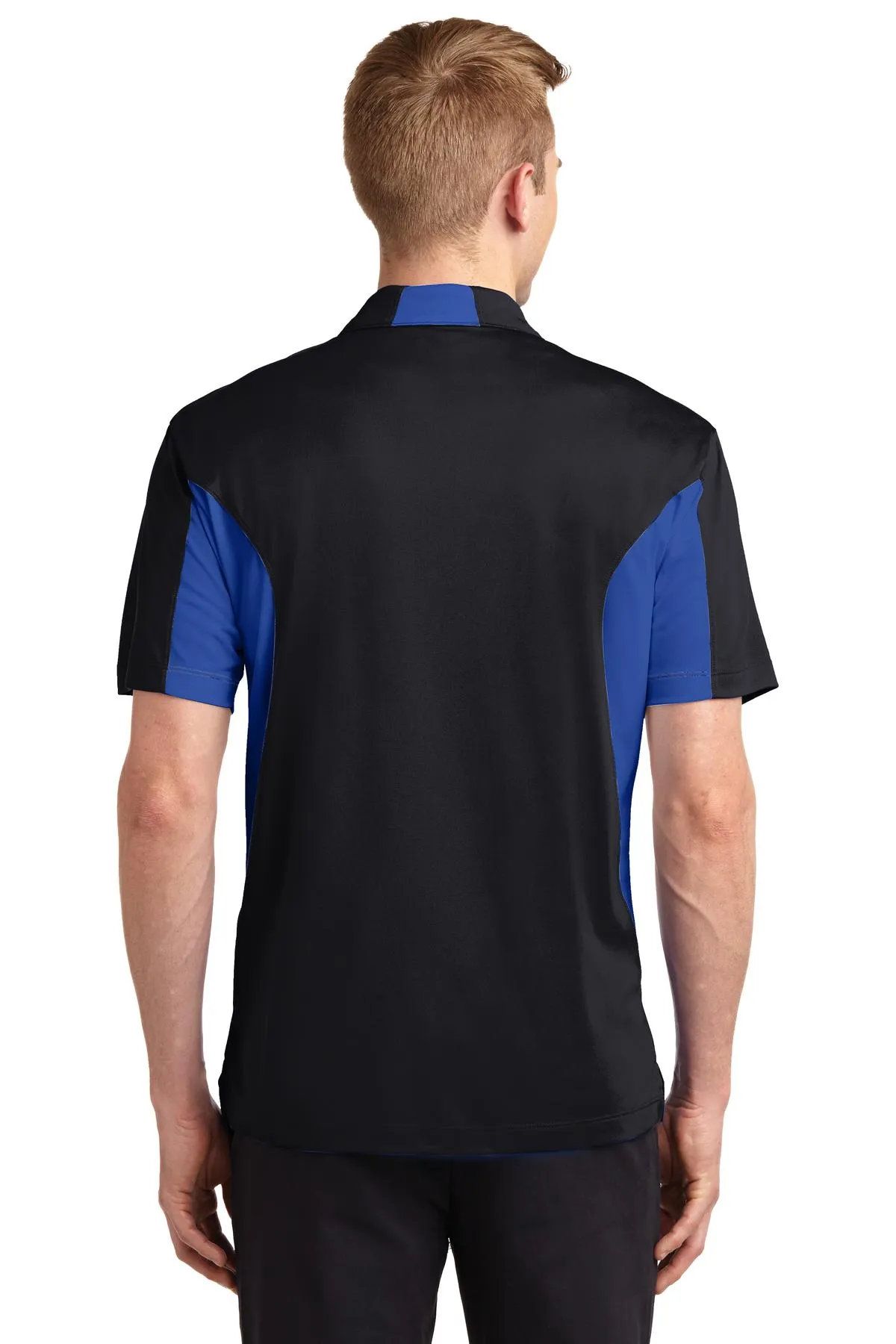 Sport-Tek Tall Side Blocked Micropique Sport-Wick Polo. TST655 Black/ True Royal Tall