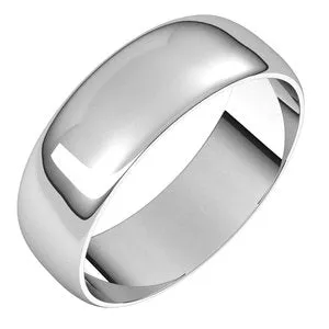 Sterling Silver 6 mm Half Round Ultra-Light Band Size 9.5