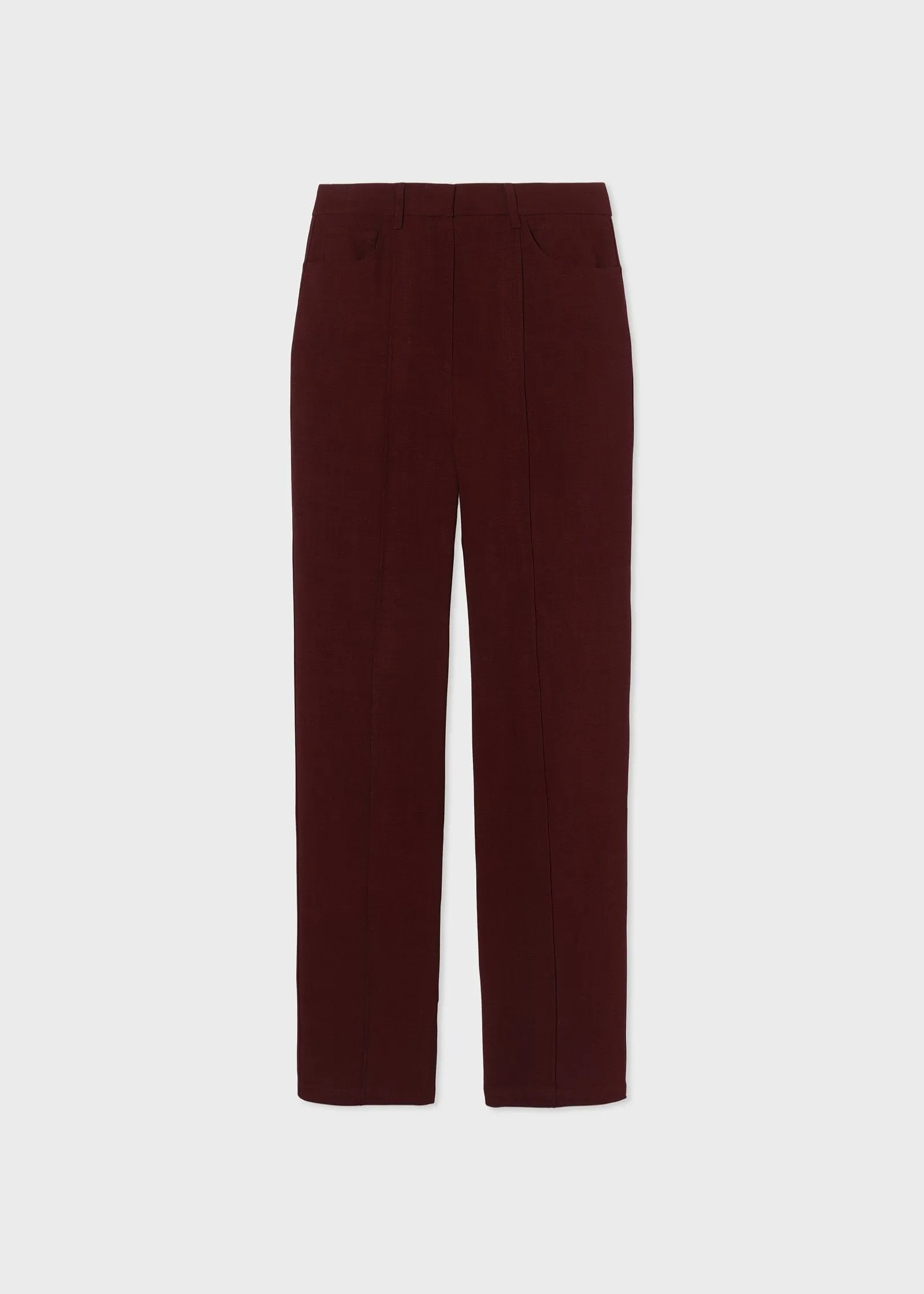 Straight Vented Pant in Twill - Bordeaux