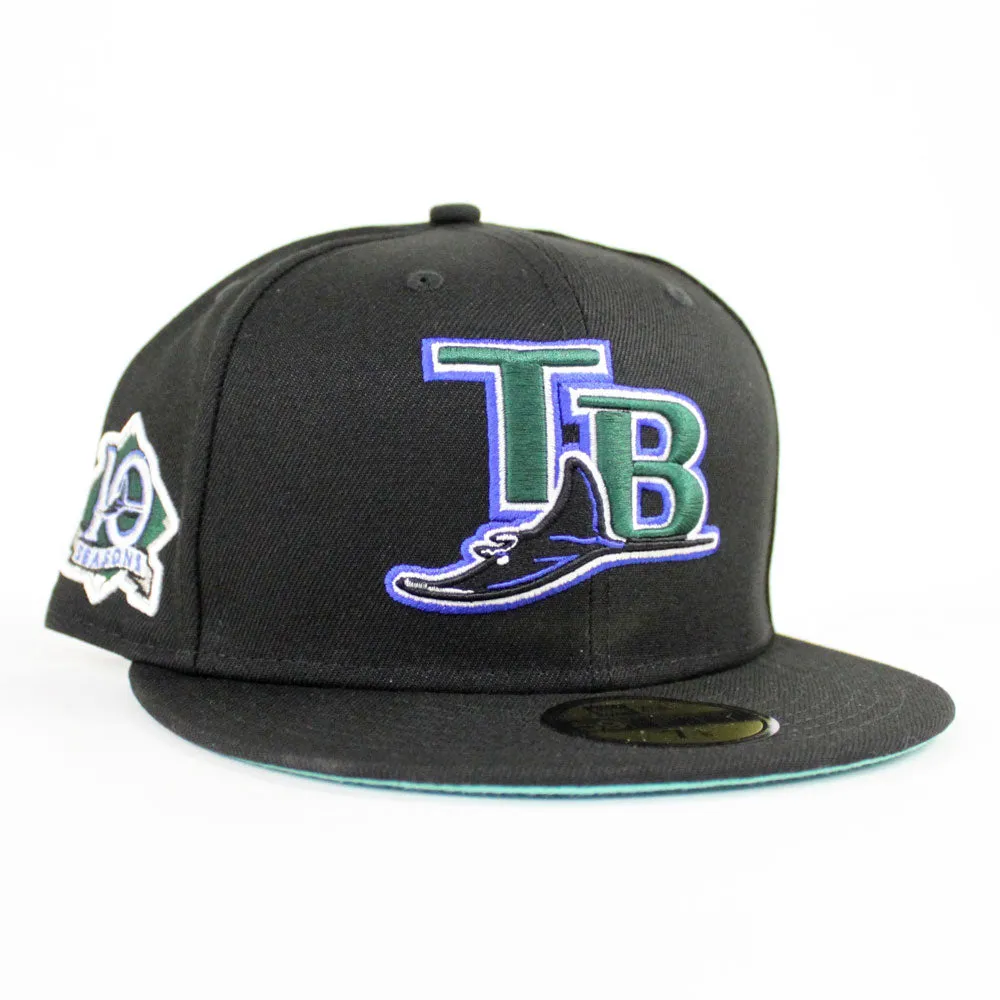 Tampa Bay Devil Rays 10 Year Anniversary New Era 59Fifty Fitted Hat (Black Mint Under Brim)