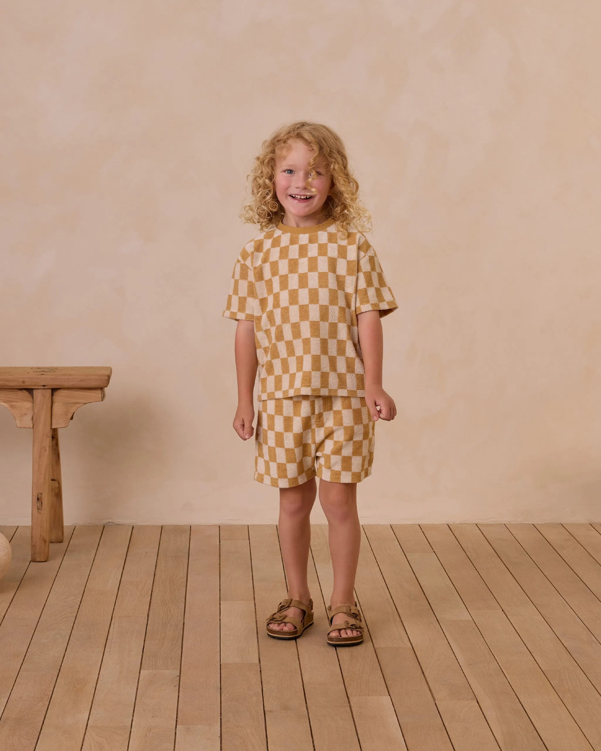 Terry Marigold Check Shorts