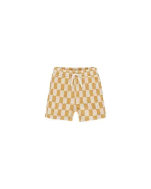 Terry Marigold Check Shorts