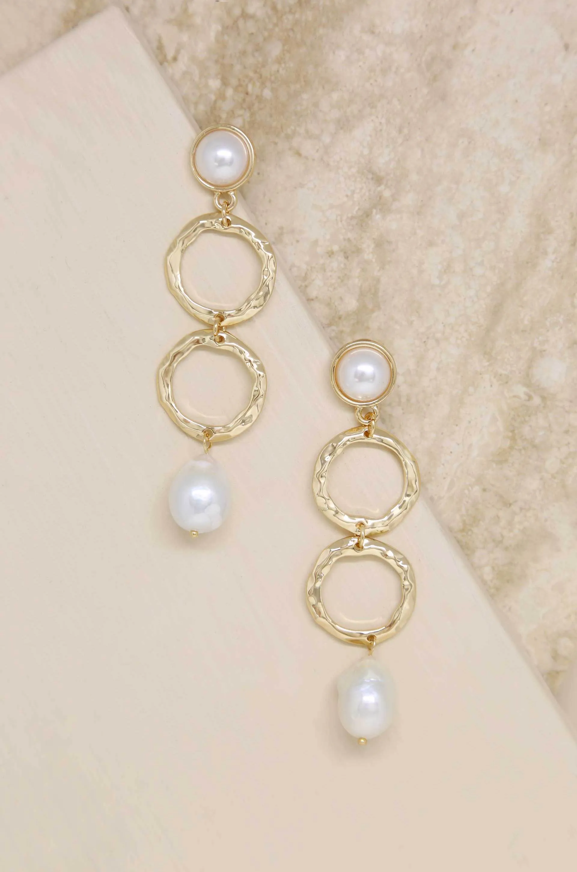 Textured Pearl Drop Earrings