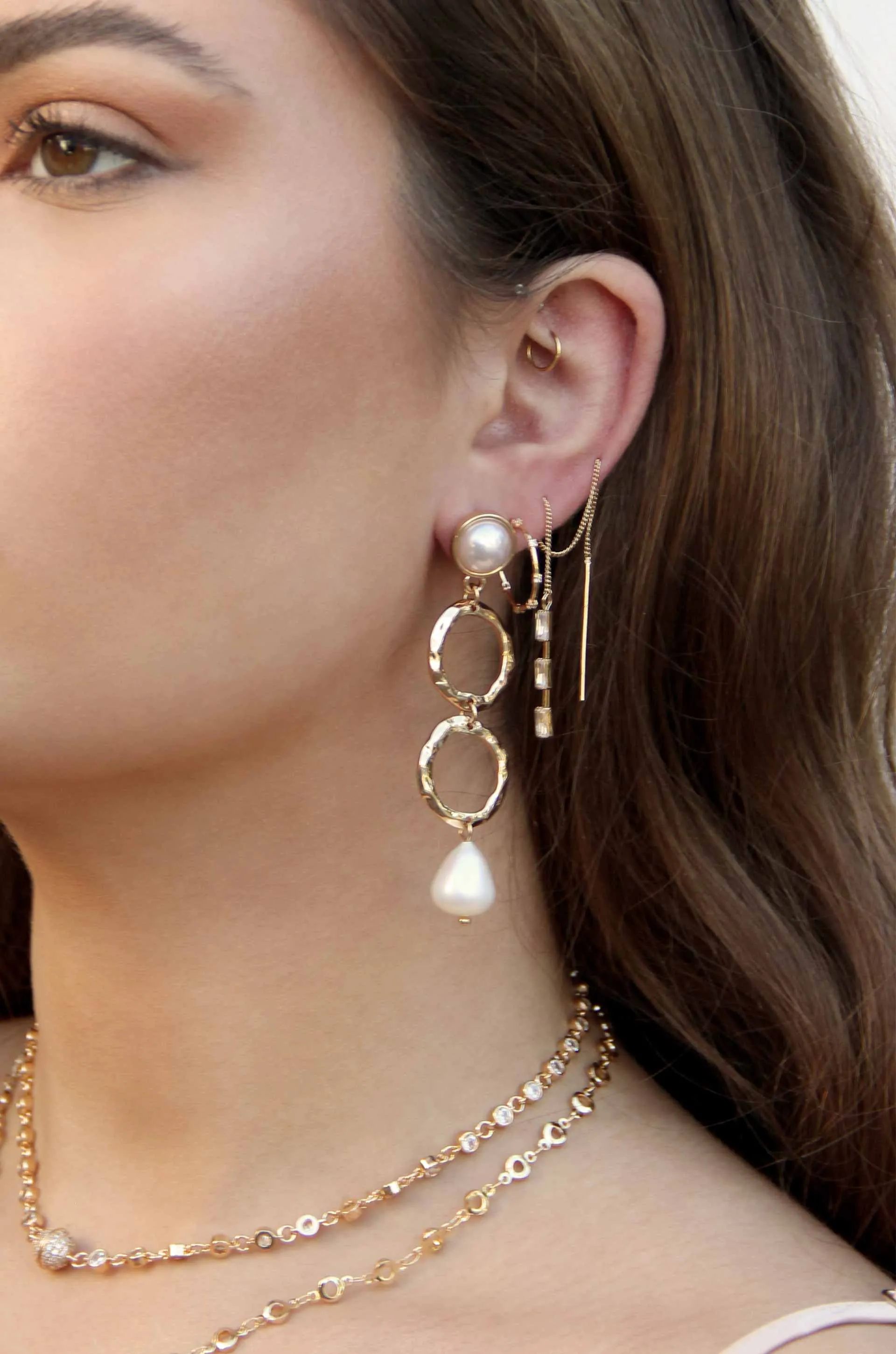 Textured Pearl Drop Earrings