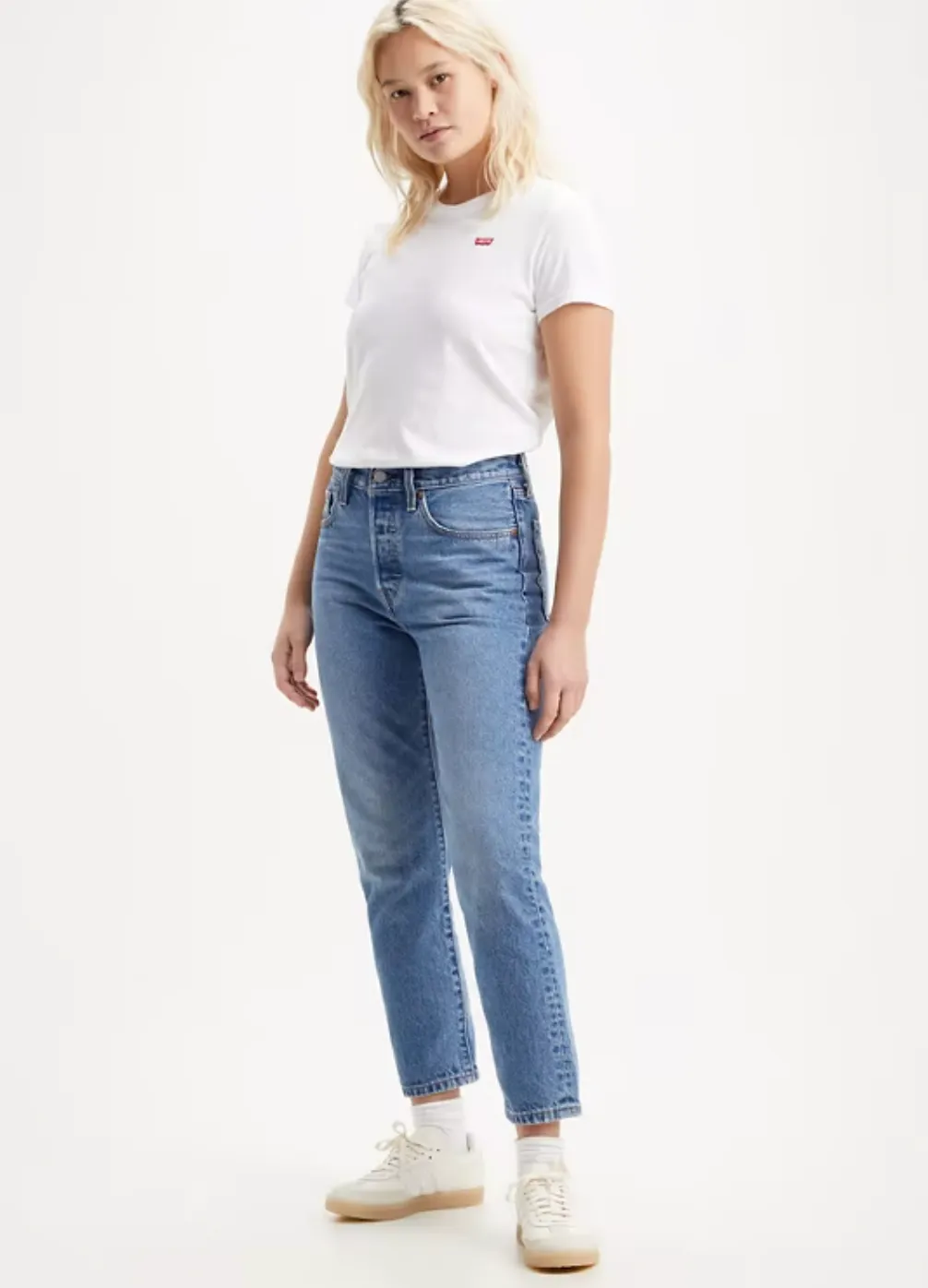 The 501 Original Crop Jeans by Levi's - Medium Indigo