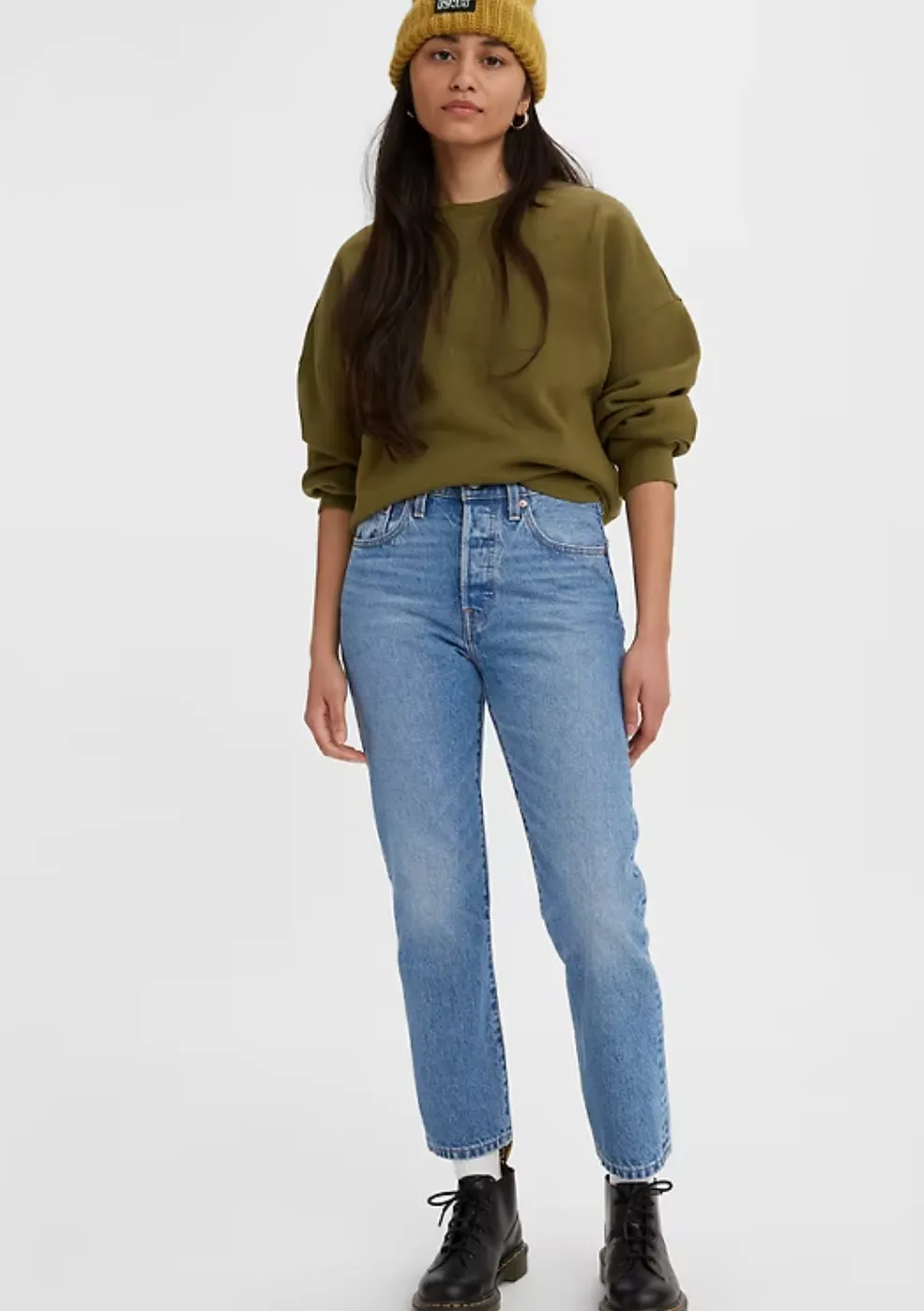 The 501 Original Crop Jeans by Levi's - Medium Indigo