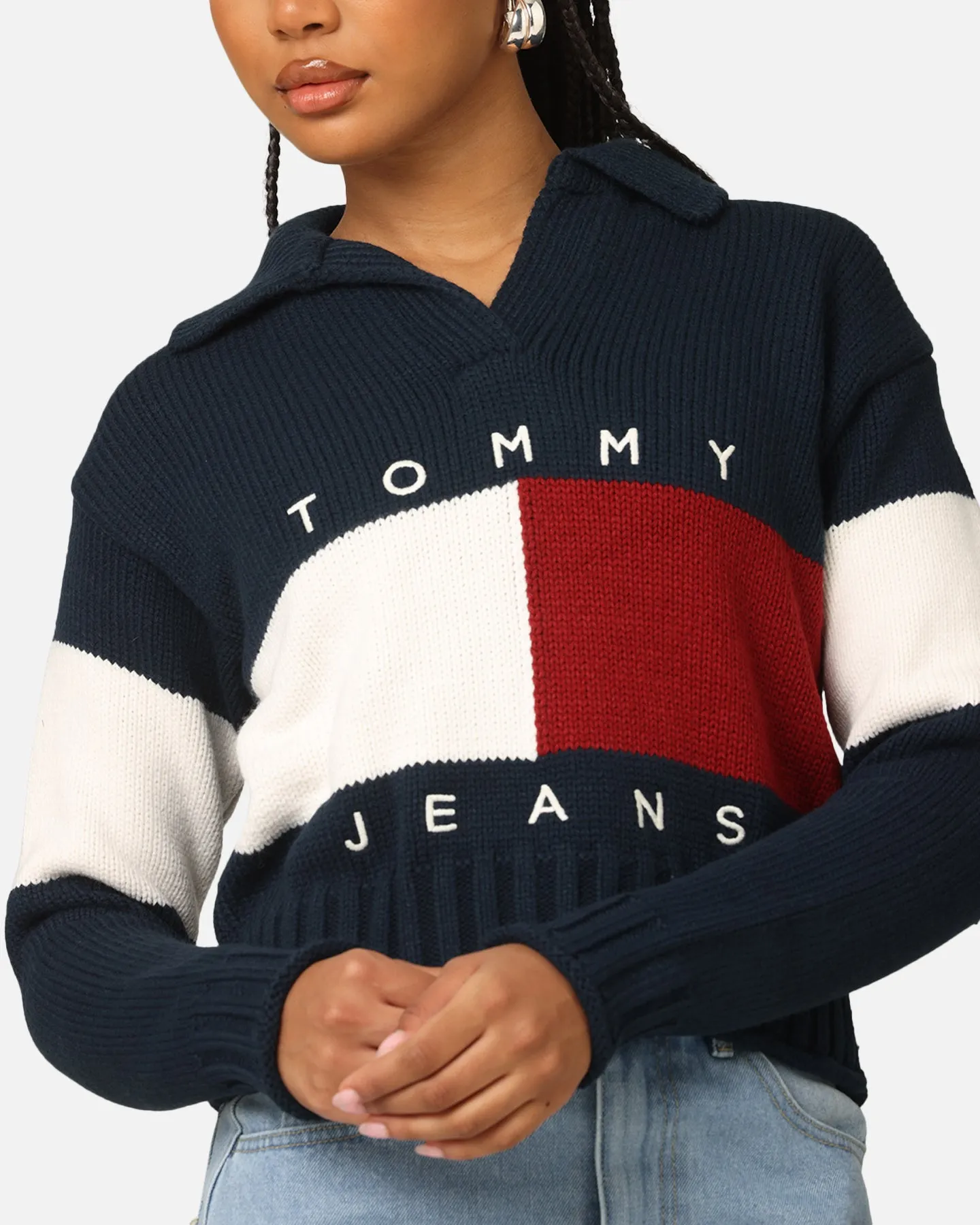 Tommy Jeans Women's TJW Flag Ruby Sweater Dark Night Navy