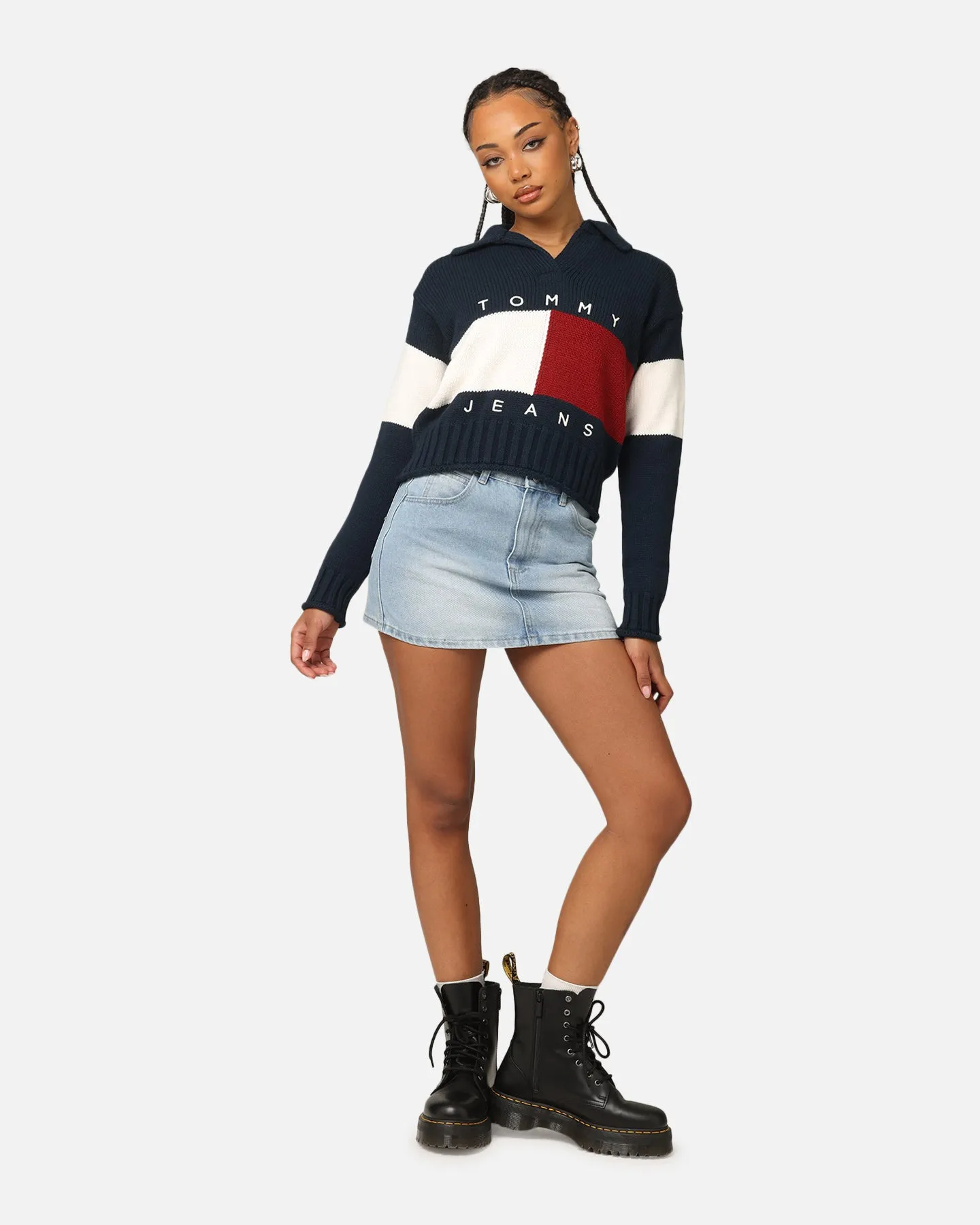Tommy Jeans Women's TJW Flag Ruby Sweater Dark Night Navy