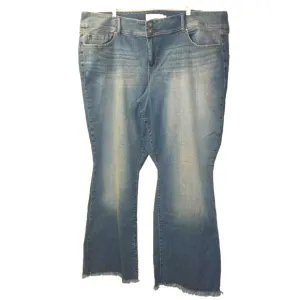 Torrid Wide Flare Leg Jeans Woman Plus 26W Tall Blue Stretch Denim Raw Hem Nwt