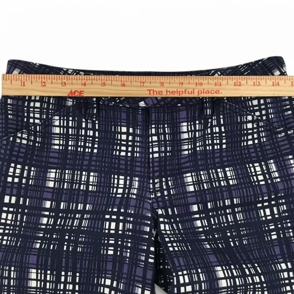Tory Burch Jeans Size 27 Conner Tab Front Skinny Purple Plaid Artsy Gold Logo