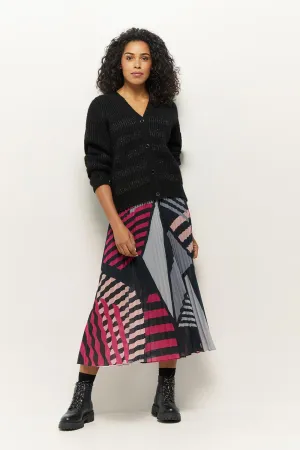 TRUDY - Cardigan noir en tricot lurex avec rayures
