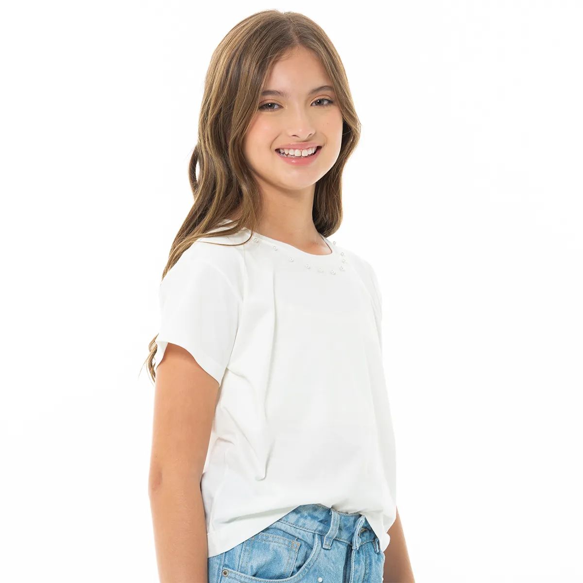 TSHIRT WITH PEARLS APLIQUE FOR GIRLS