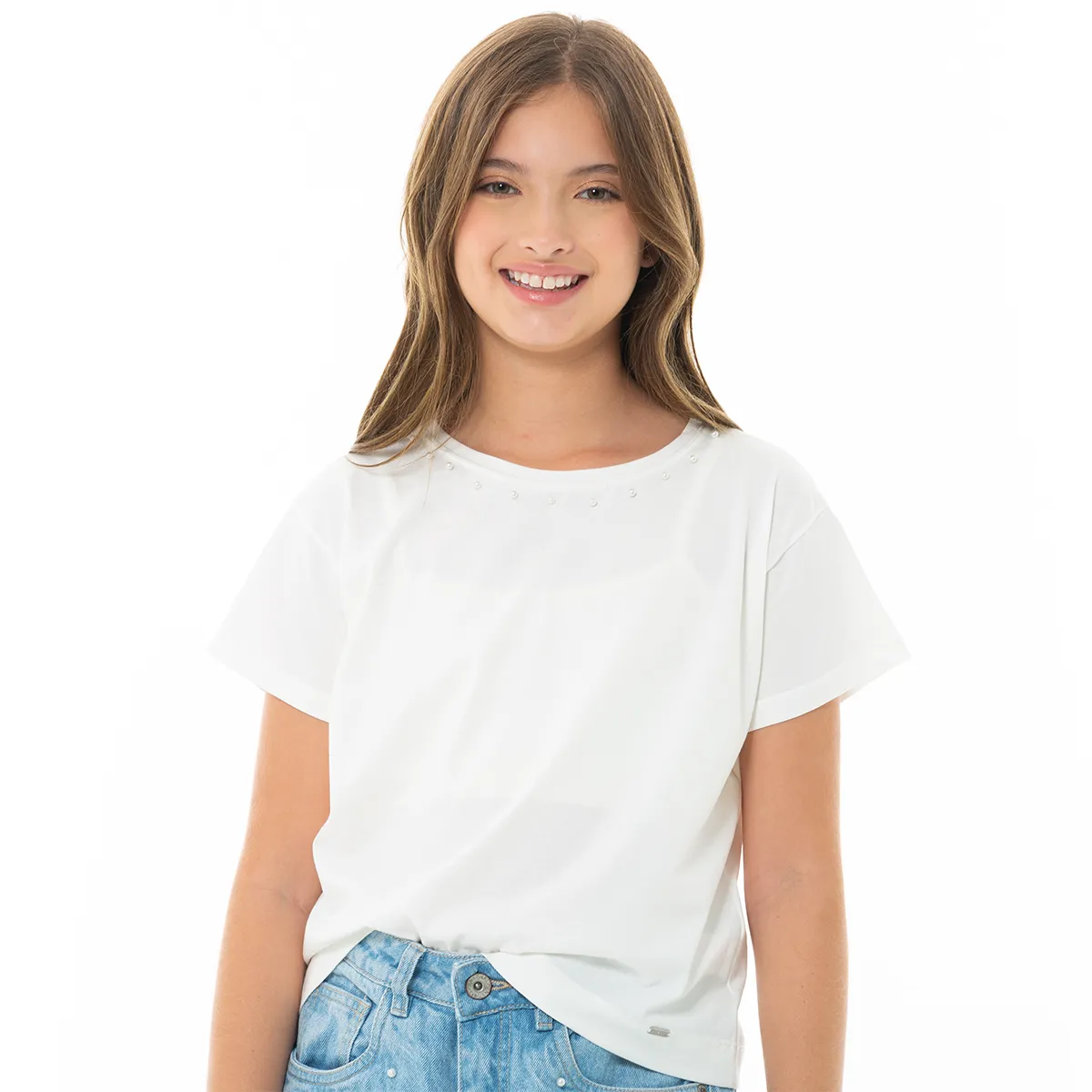 TSHIRT WITH PEARLS APLIQUE FOR GIRLS
