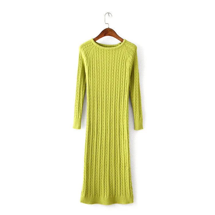 Twist Women long sweater dress spring sexy slim Bodycon Dresses Elastic Skinny Split Dress Brief Knitted Dress vestidos