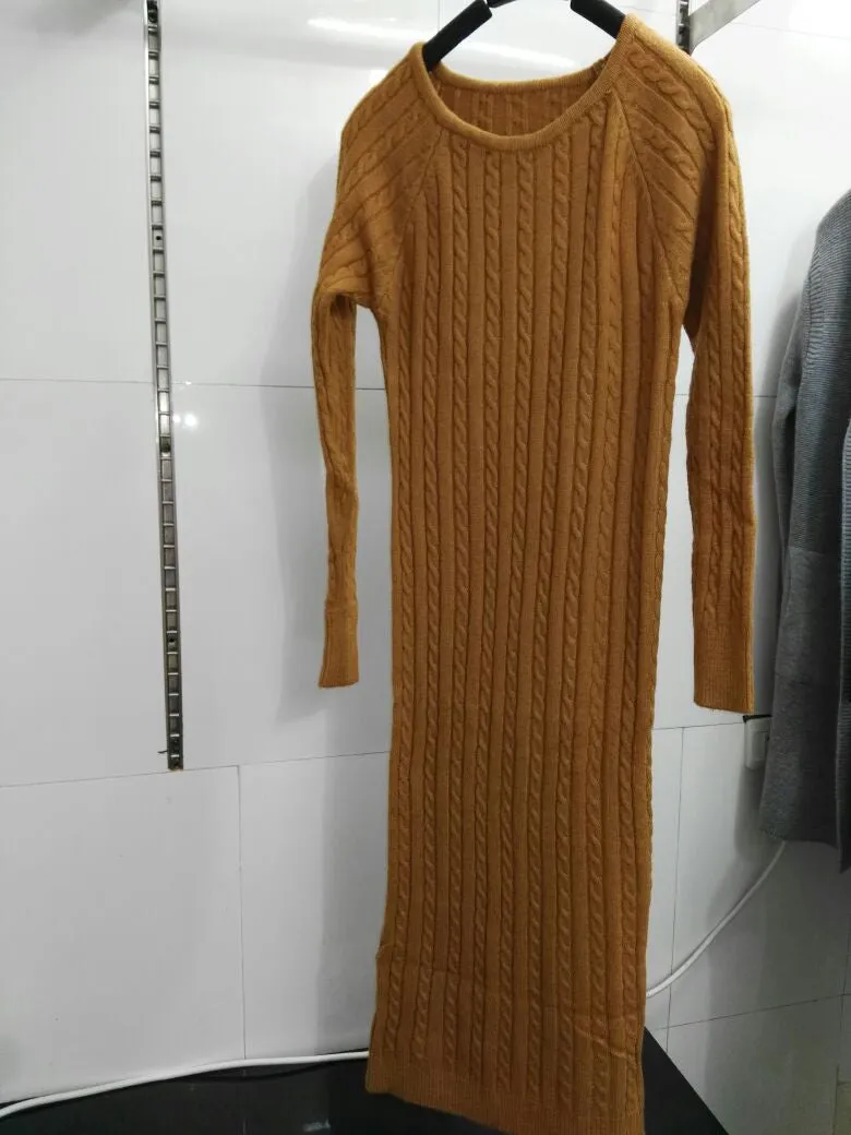 Twist Women long sweater dress spring sexy slim Bodycon Dresses Elastic Skinny Split Dress Brief Knitted Dress vestidos