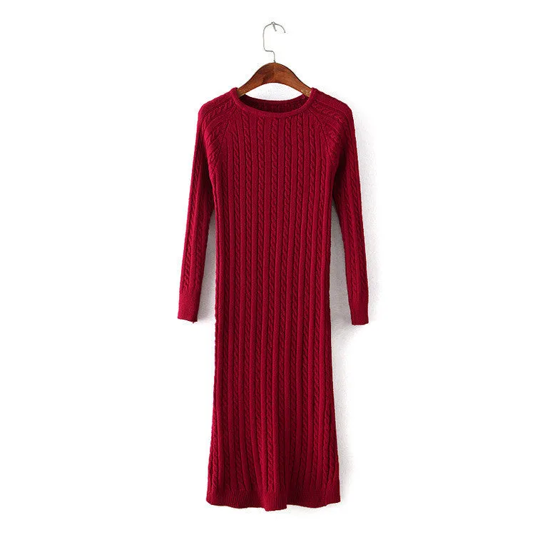 Twist Women long sweater dress spring sexy slim Bodycon Dresses Elastic Skinny Split Dress Brief Knitted Dress vestidos