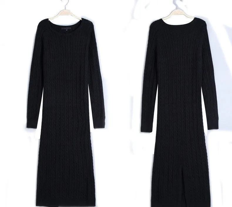 Twist Women long sweater dress spring sexy slim Bodycon Dresses Elastic Skinny Split Dress Brief Knitted Dress vestidos