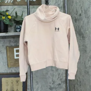 Under Armour Womens Fleece Cowl Neck Loose Fit Crop Sweatshirt Dusty Pink M