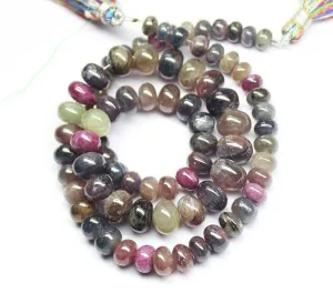 Untreated Multi Sapphire Smooth Rondelle Loose Gemstone Beads Strand 5mm 9mm 16"
