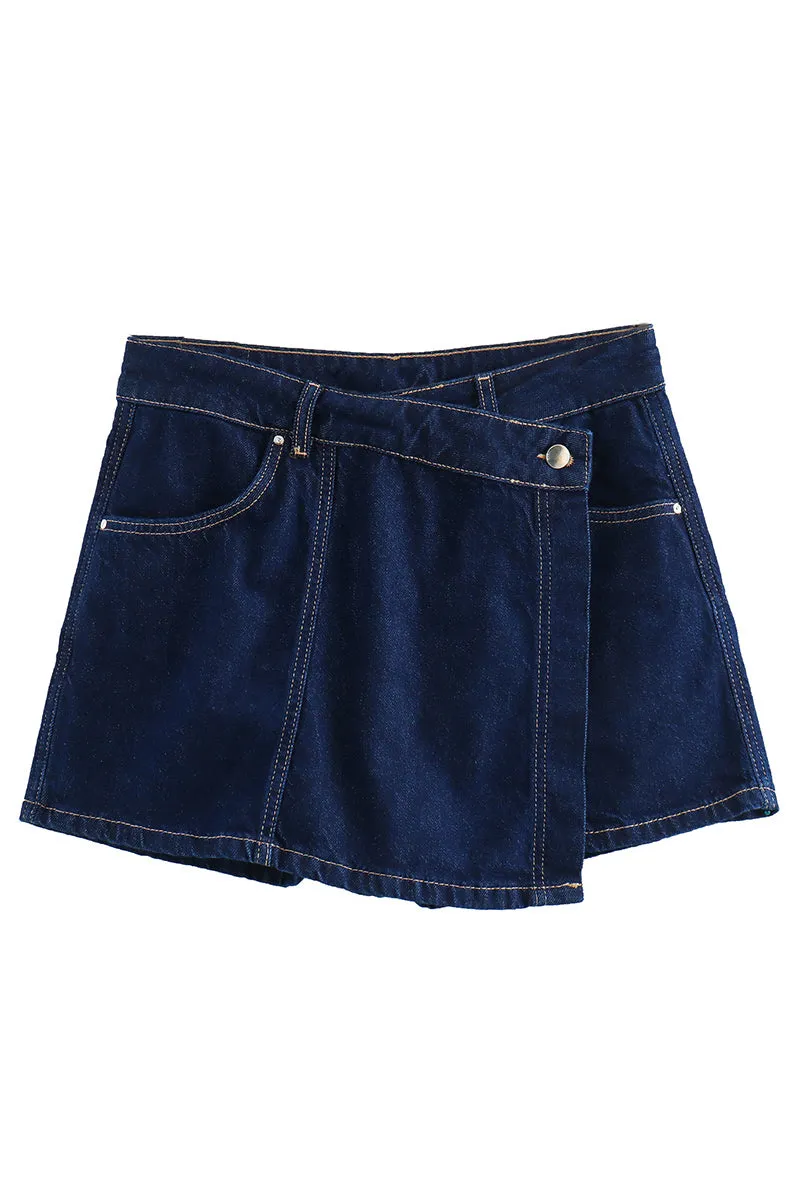 US3371 Denim Shirt and Skirt Set