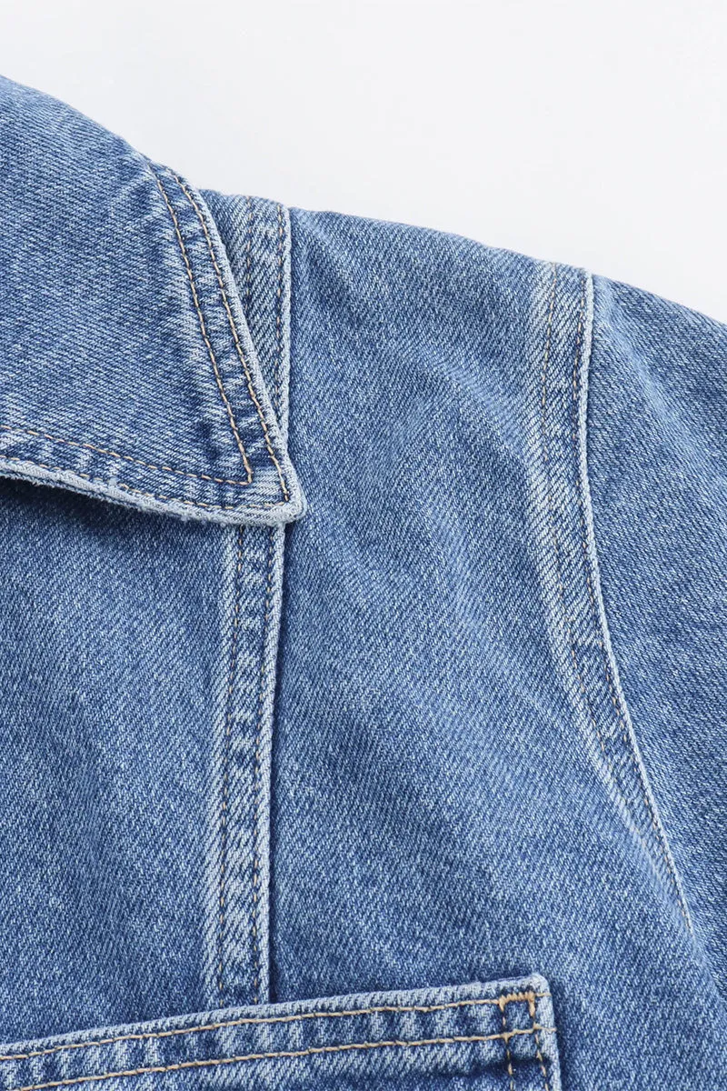 US3371 Denim Shirt and Skirt Set