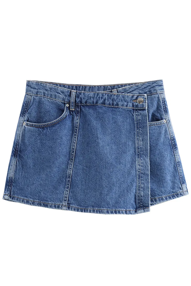 US3371 Denim Shirt and Skirt Set